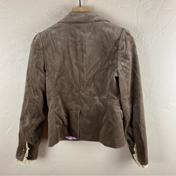 Juicy Couture Brown Tan Velvet Blazer Jacket Lace Cuff Size Womens size 4 Y2K - Picture 3 of 12